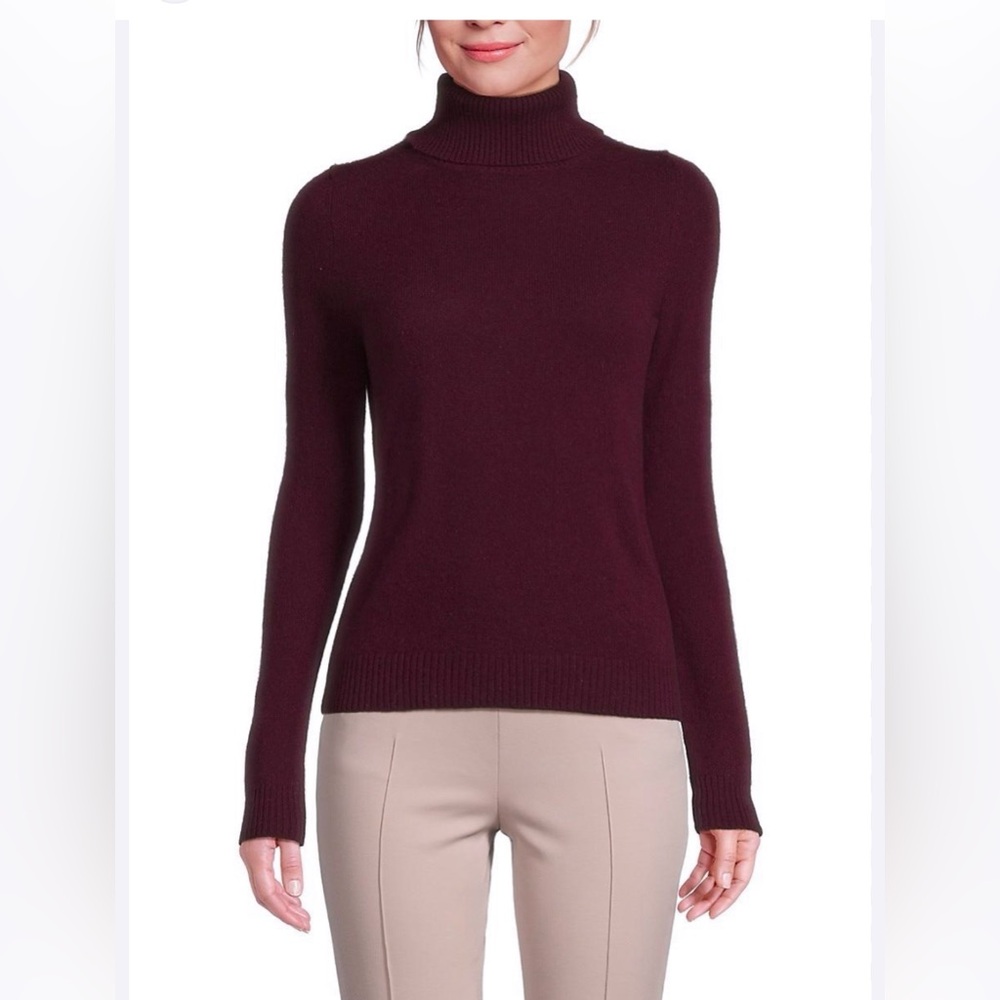 Saks Fifth Ave 100% Cashmere Raspberry Turtleneck Sweater
